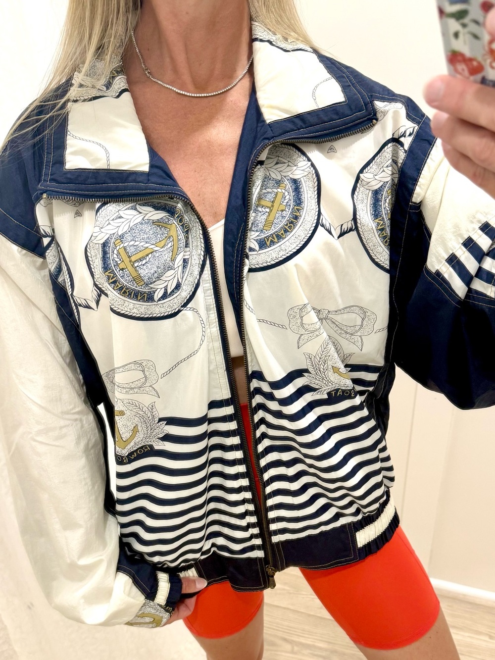 Y2K Nautical Windbreaker Jacket Oversized Sporty Cool Girl